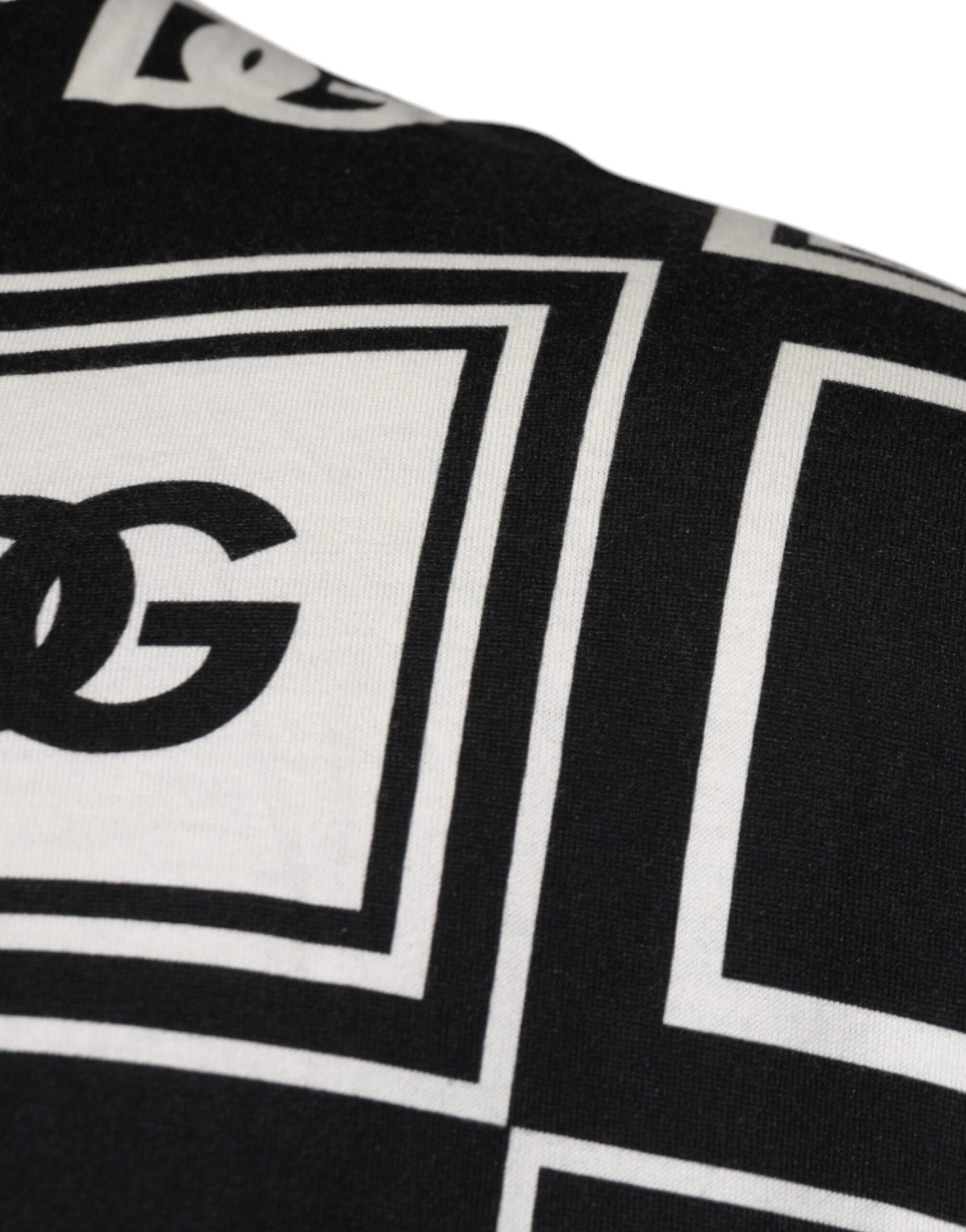 Schwarzes Baumwoll-T-Shirt mit Rundhalsausschnitt und Logo-Monogramm