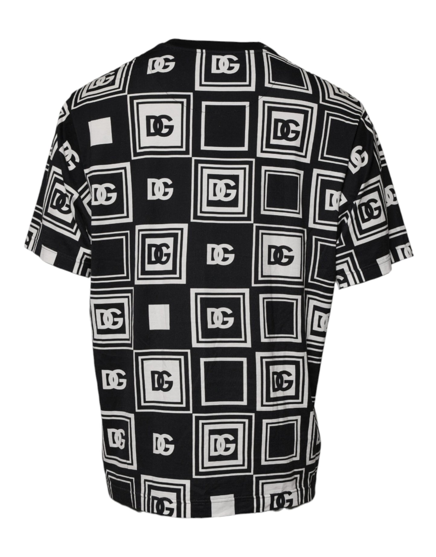 Schwarzes Baumwoll-T-Shirt mit Rundhalsausschnitt und Logo-Monogramm