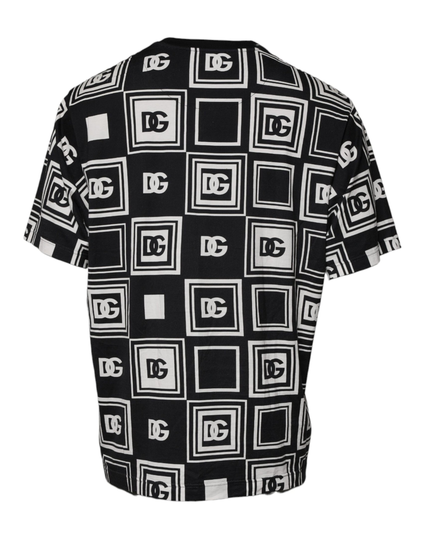 Schwarzes Baumwoll-T-Shirt mit Rundhalsausschnitt und Logo-Monogramm
