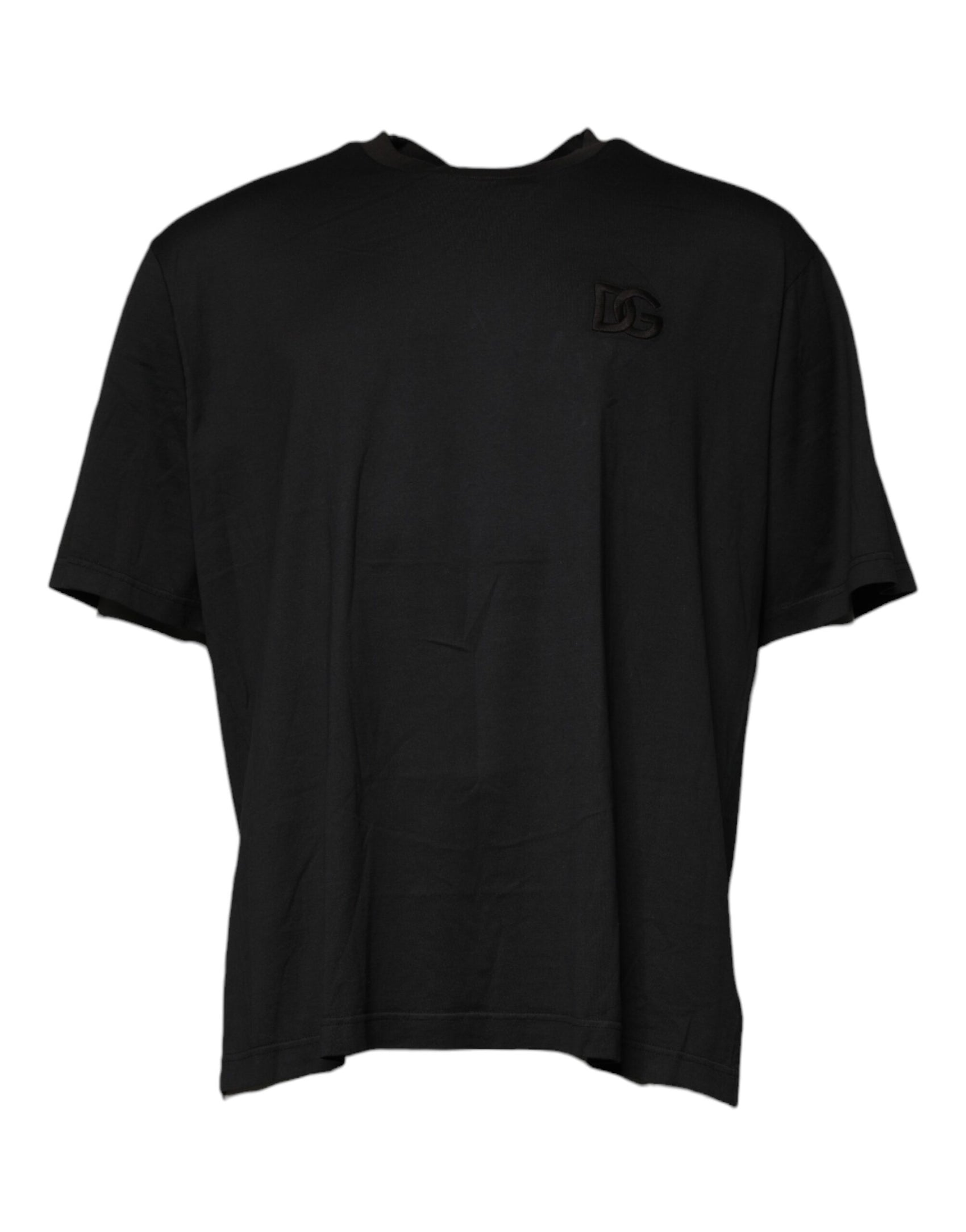 Schwarzes T-Shirt mit Rundhalsausschnitt und kurzen Ärmeln und Logo