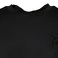 Schwarzes T-Shirt mit Rundhalsausschnitt und kurzen Ärmeln und Logo