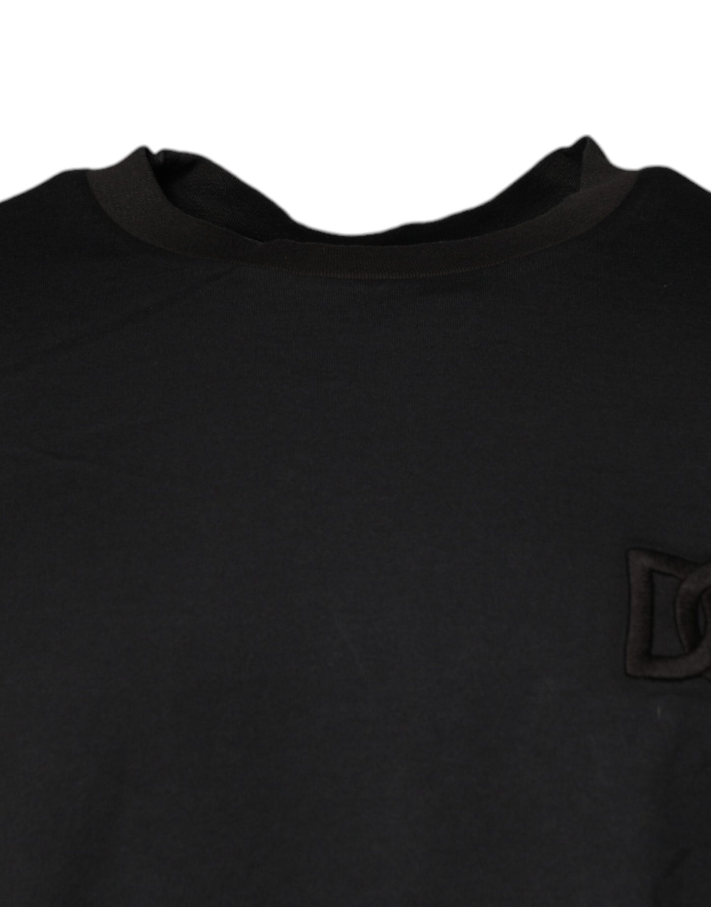 Schwarzes T-Shirt mit Rundhalsausschnitt und kurzen Ärmeln und Logo