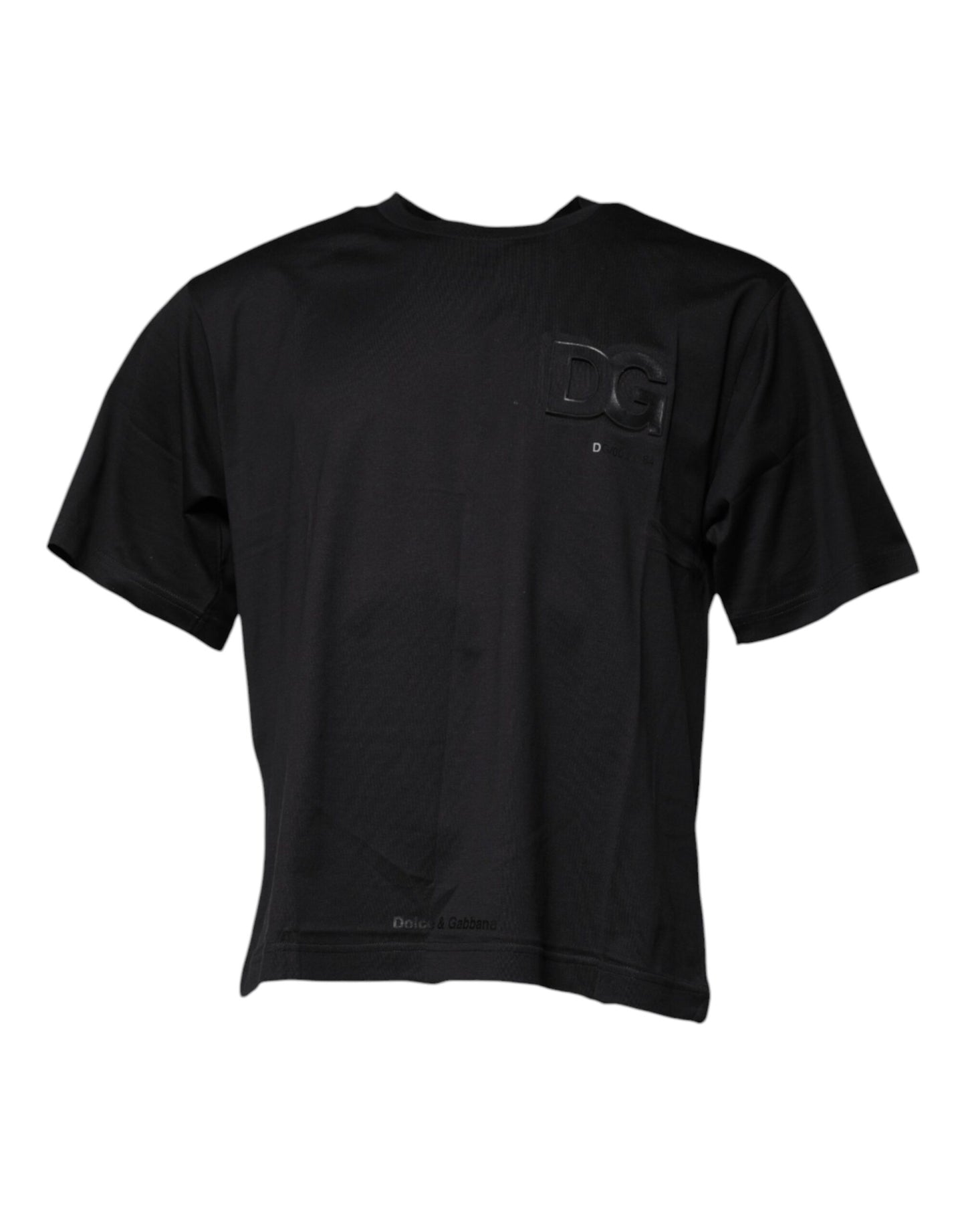 Schwarzes Baumwoll-T-Shirt mit Rundhalsausschnitt und DG-Logo-Print