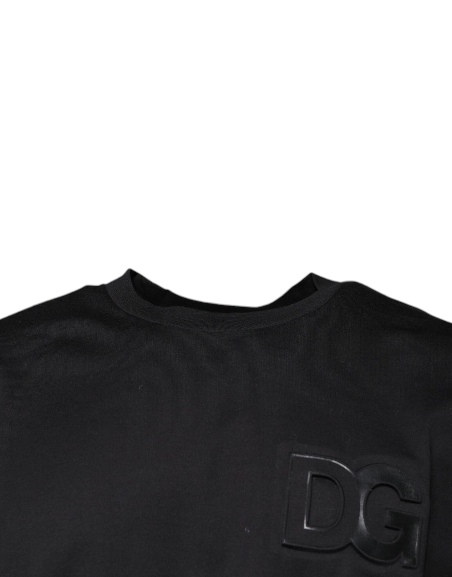 Schwarzes Baumwoll-T-Shirt mit Rundhalsausschnitt und DG-Logo-Print