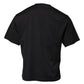 Schwarzes Baumwoll-T-Shirt mit Rundhalsausschnitt und DG-Logo-Print