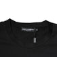 Schwarzes Baumwoll-T-Shirt mit Rundhalsausschnitt und DG-Logo-Print