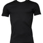 Schwarzes T-Shirt aus Baumwolle mit Rundhalsausschnitt und kurzen Ärmeln