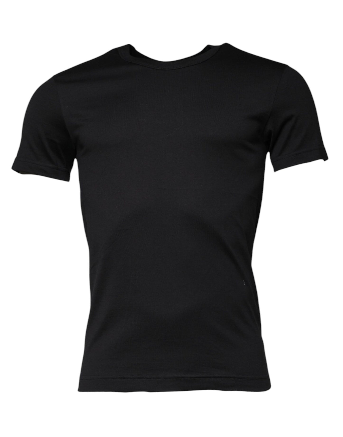 Schwarzes T-Shirt aus Baumwolle mit Rundhalsausschnitt und kurzen Ärmeln