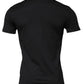 Schwarzes T-Shirt aus Baumwolle mit Rundhalsausschnitt und kurzen Ärmeln