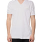 Weißes Kurzarm-T-Shirt mit V-Ausschnitt und Logo