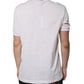 Weißes Kurzarm-T-Shirt mit V-Ausschnitt und Logo