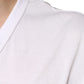 Weißes Kurzarm-T-Shirt mit V-Ausschnitt und Logo