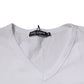 Weißes Kurzarm-T-Shirt mit V-Ausschnitt und Logo
