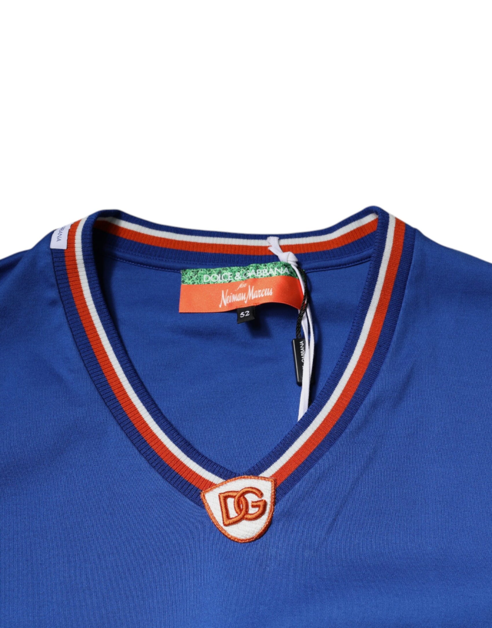 Blaues T-Shirt mit V-Ausschnitt und kurzen Ärmeln