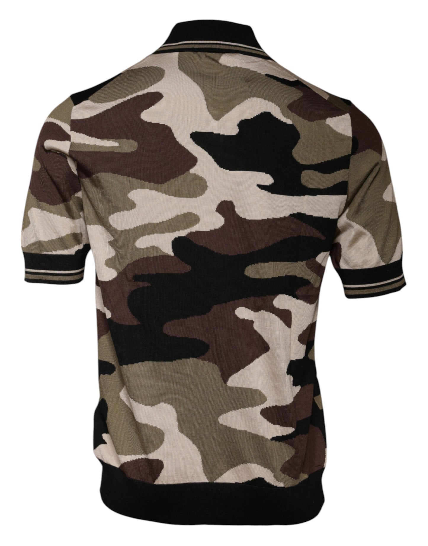 T-shirt polo con colletto mimetico multicolore