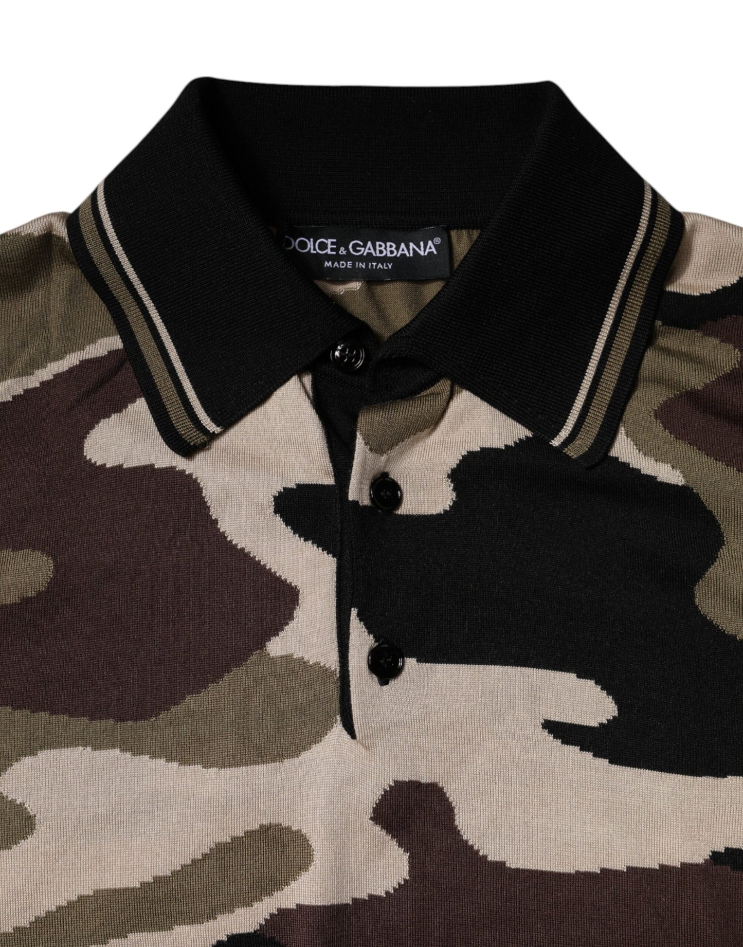 T-shirt polo con colletto mimetico multicolore