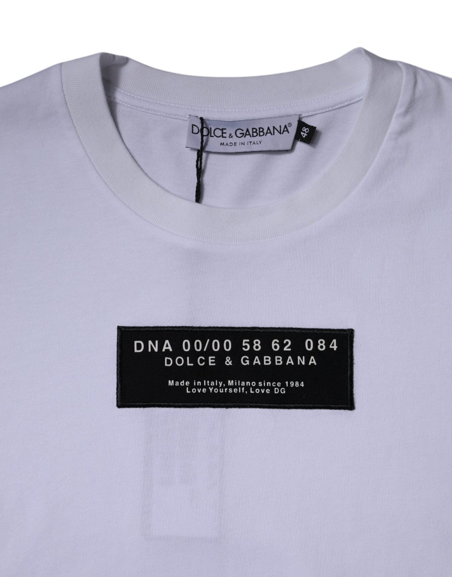 Weißes Baumwoll-T-Shirt mit Rundhalsausschnitt und Logo-Print