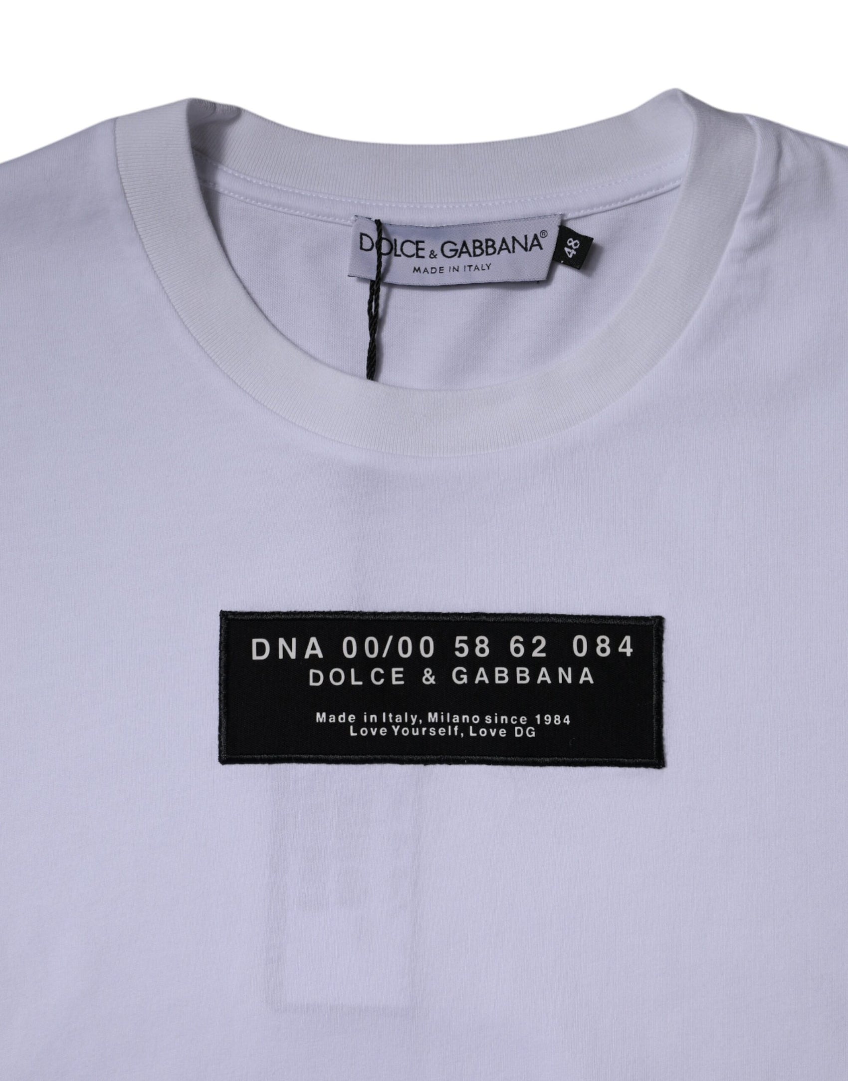 Weißes Baumwoll-T-Shirt mit Rundhalsausschnitt und Logo-Print