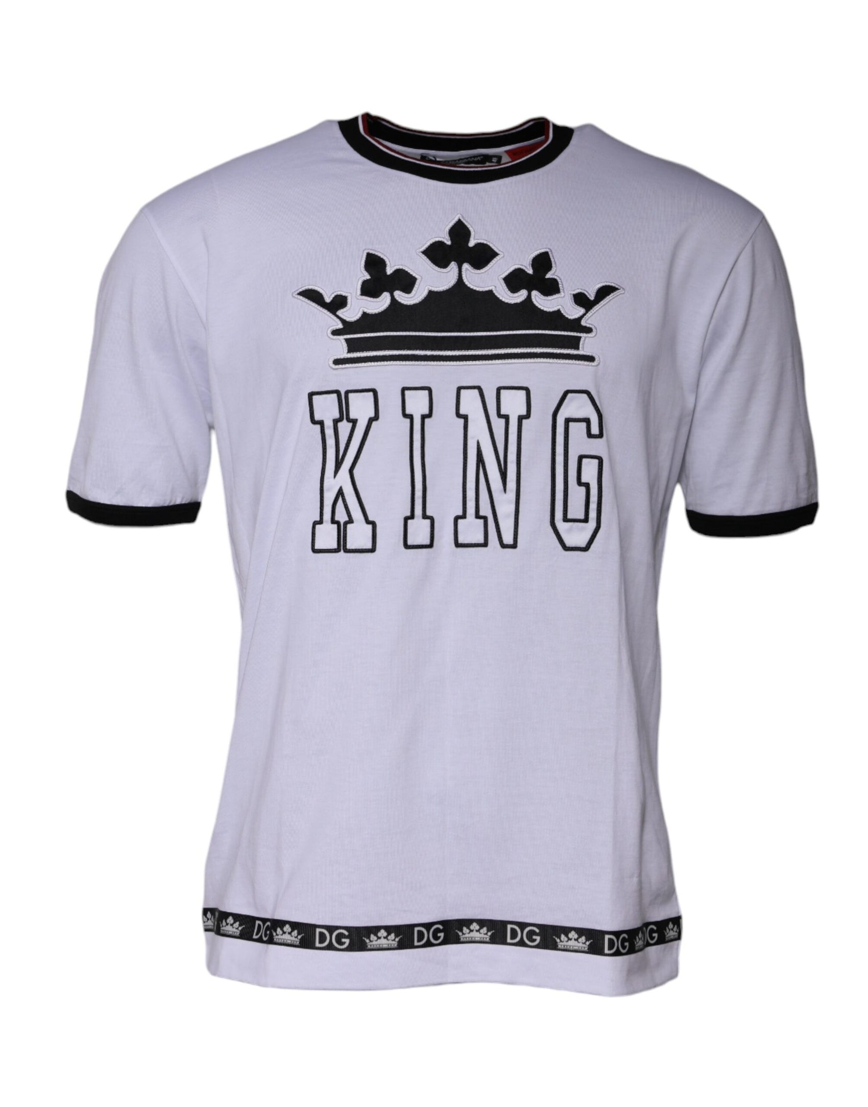 Weißes Jersey-T-Shirt mit Rundhalsausschnitt und kurzen Ärmeln