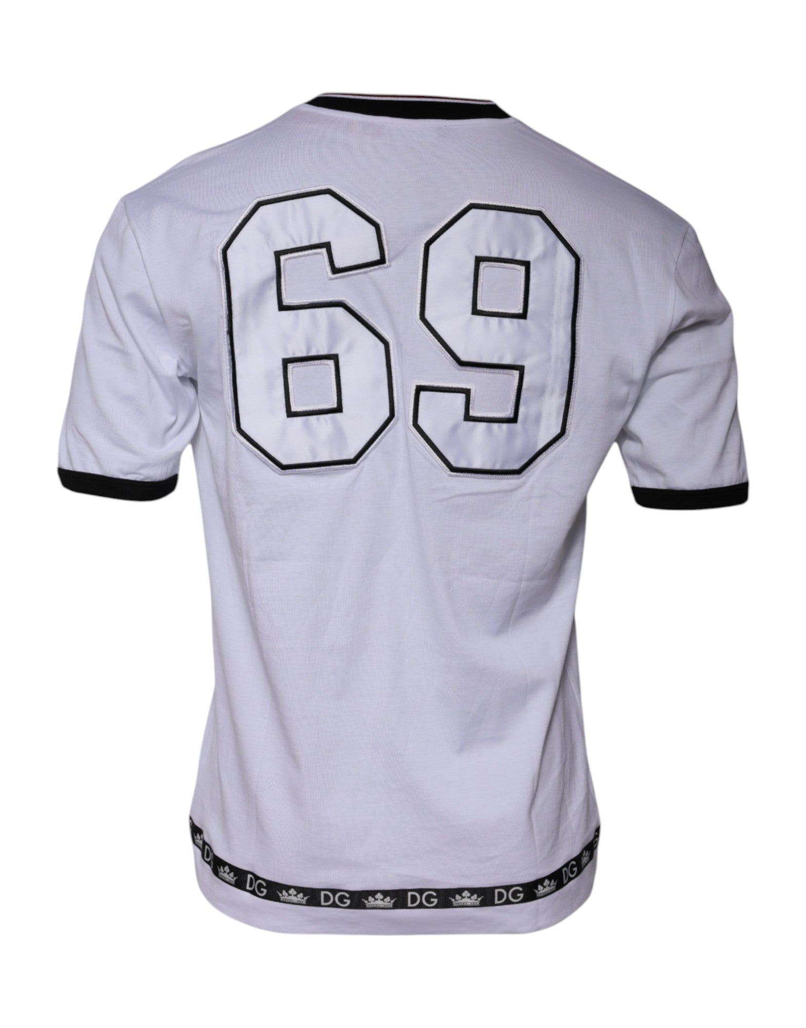 Weißes Jersey-T-Shirt mit Rundhalsausschnitt und kurzen Ärmeln