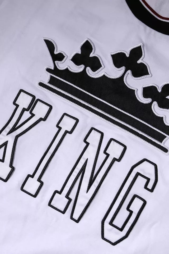 Weißes Jersey-T-Shirt mit Rundhalsausschnitt und kurzen Ärmeln