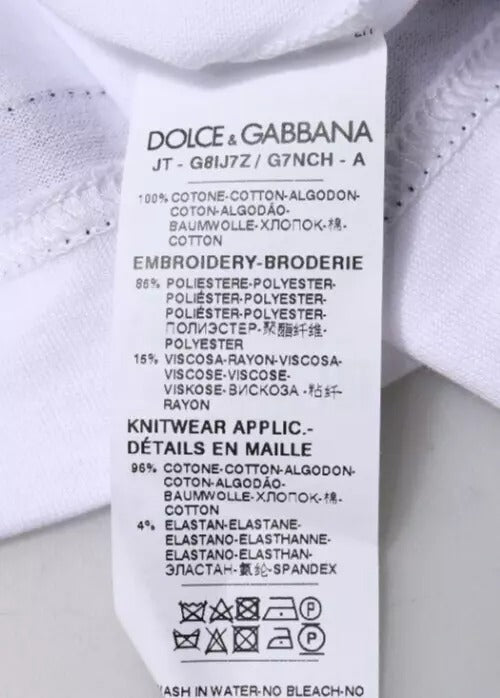 Weißes Jersey-T-Shirt mit Rundhalsausschnitt und kurzen Ärmeln