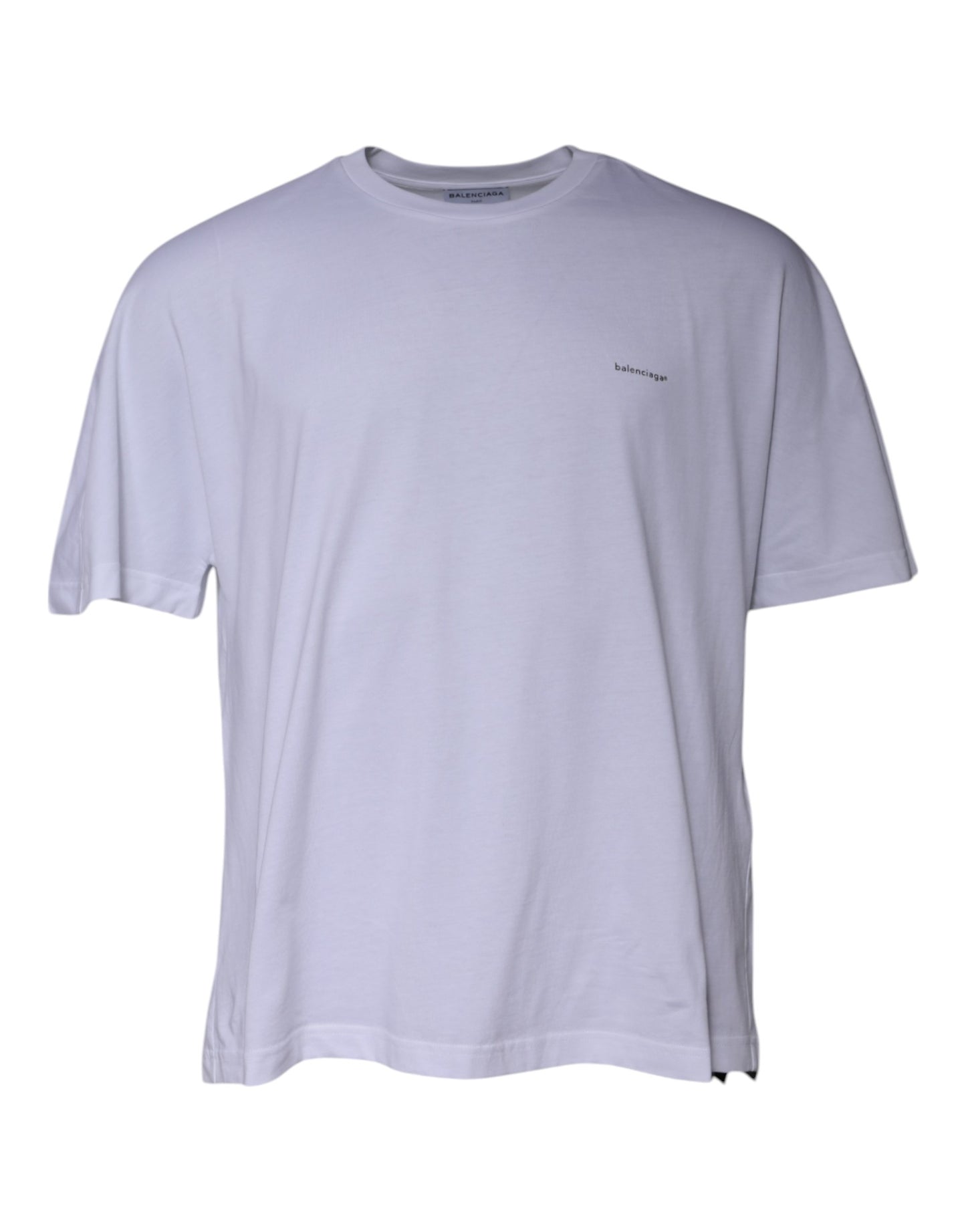 T-shirt girocollo in cotone con logo bianco e maniche corte