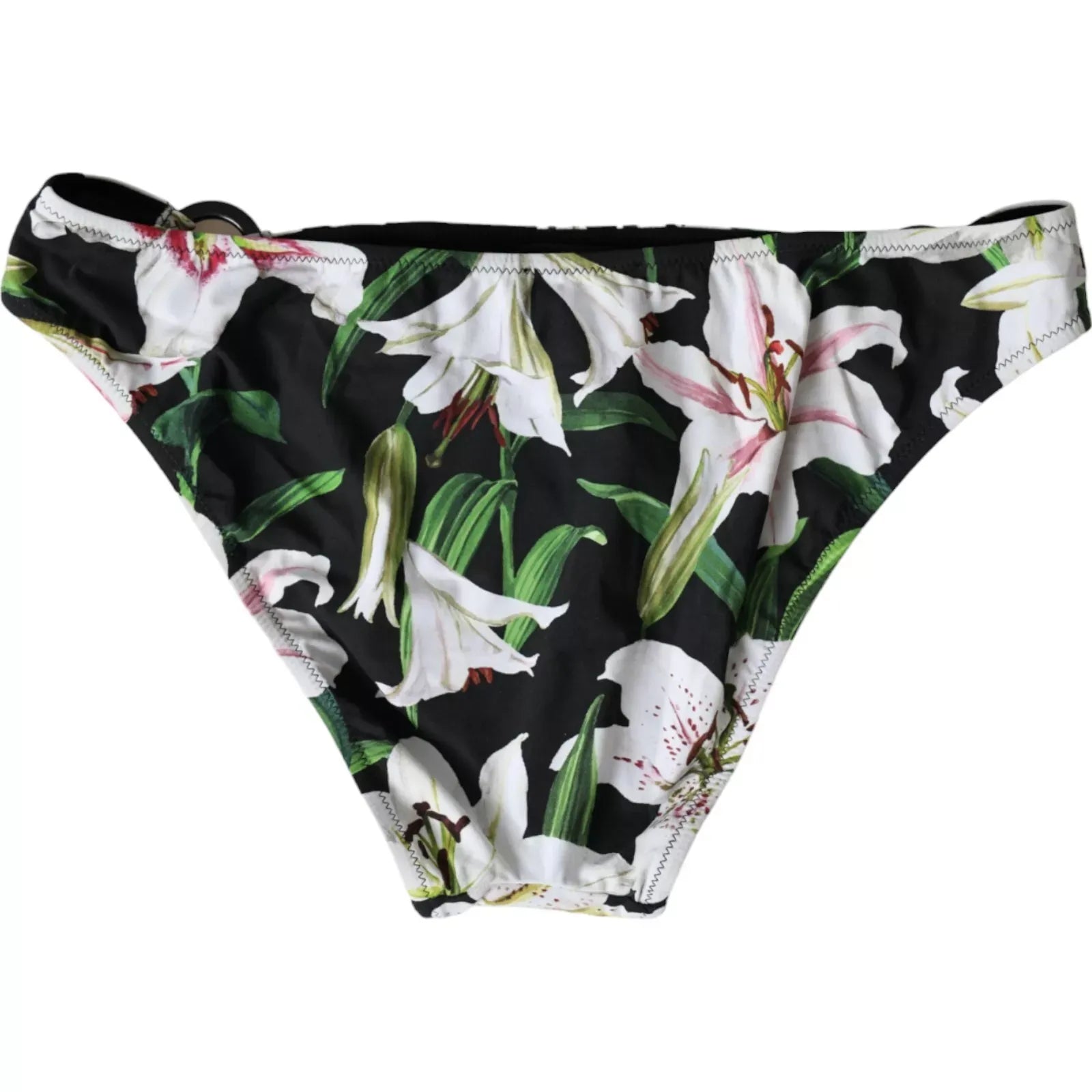 Costume da bagno con stampa di giglio nero, slip da spiaggia, bikini