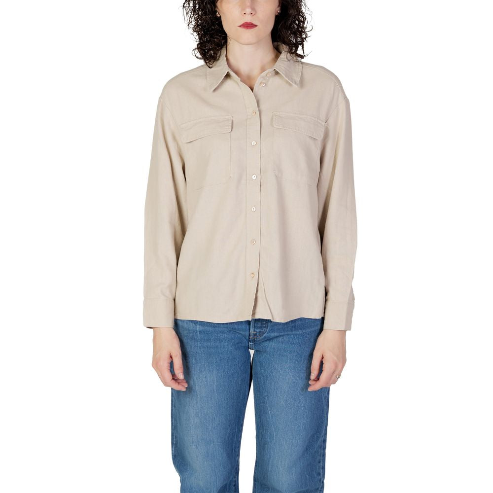 Camicia in lino beige