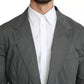 Gray Cotton Single Breasted Formal Blazer