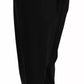 Schwarze, verkürzte Hose aus Wolle mit hoher Taille und Bundfalten vorne