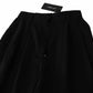 Schwarze, verkürzte Hose aus Wolle mit hoher Taille und Bundfalten vorne
