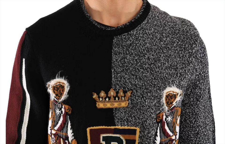 Mehrfarbiger KING Knight Monkey Strickpullover aus Kaschmirwolle