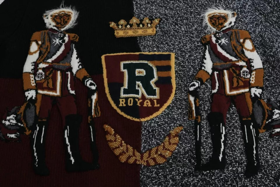 Mehrfarbiger KING Knight Monkey Strickpullover aus Kaschmirwolle