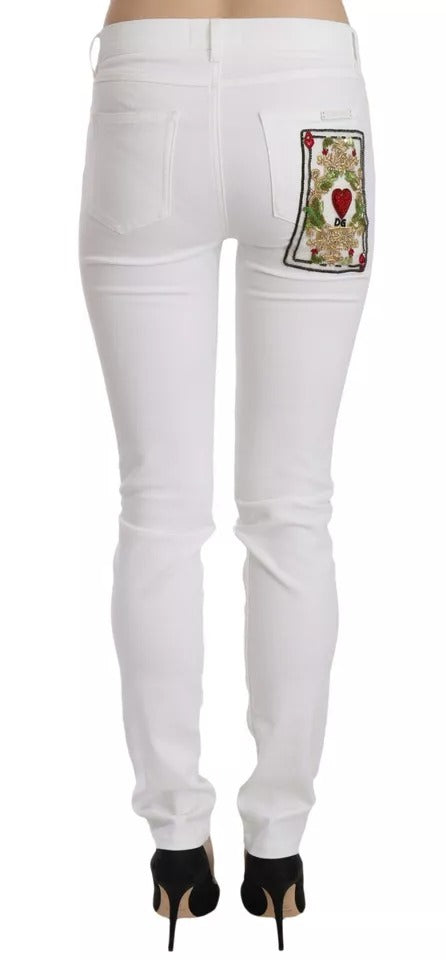 Jeans skinny impreziositi da cristalli bianchi