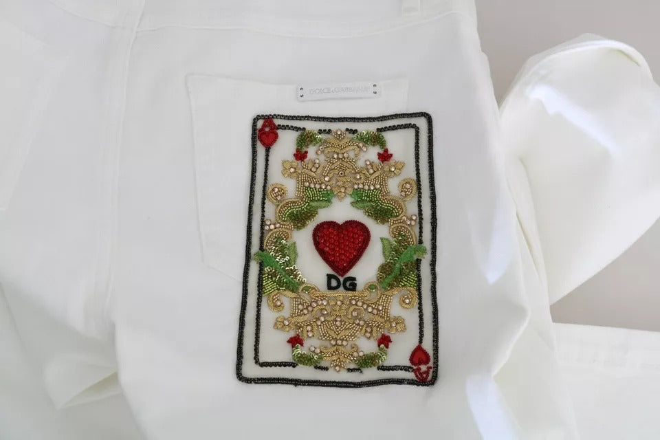 Jeans skinny impreziositi da cristalli bianchi