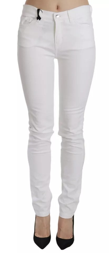 Jeans skinny impreziositi da cristalli bianchi
