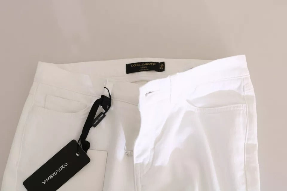 Jeans skinny impreziositi da cristalli bianchi