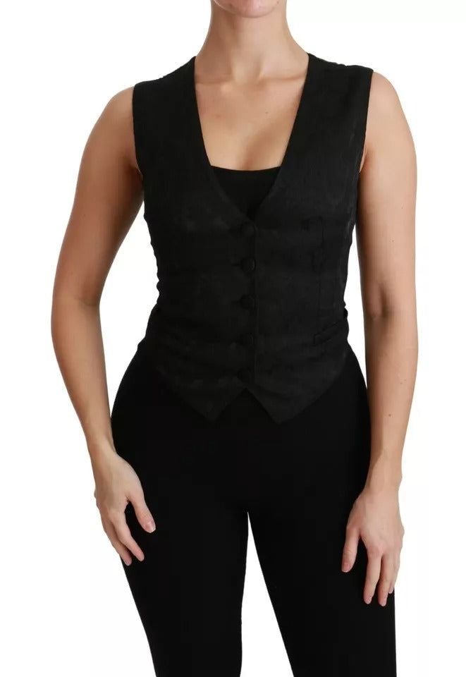 Gilet in pizzo nero, gilet sottile, top in seta