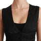 Dolce & Gabbana Black Lace Waistcoat Slim Vest Silk Top