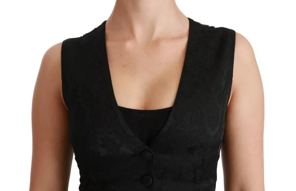 Gilet in pizzo nero, gilet sottile, top in seta