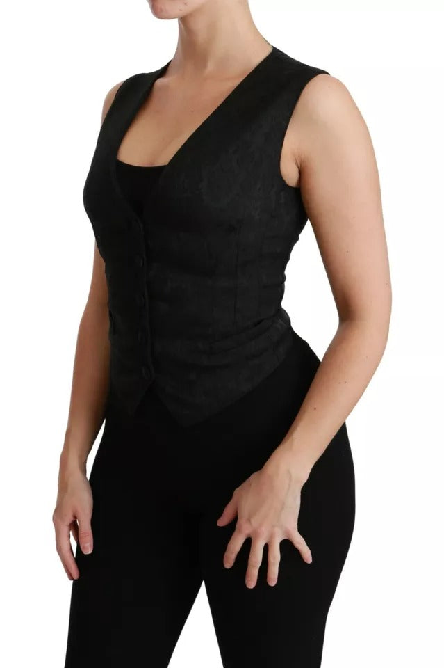 Gilet in pizzo nero, gilet sottile, top in seta