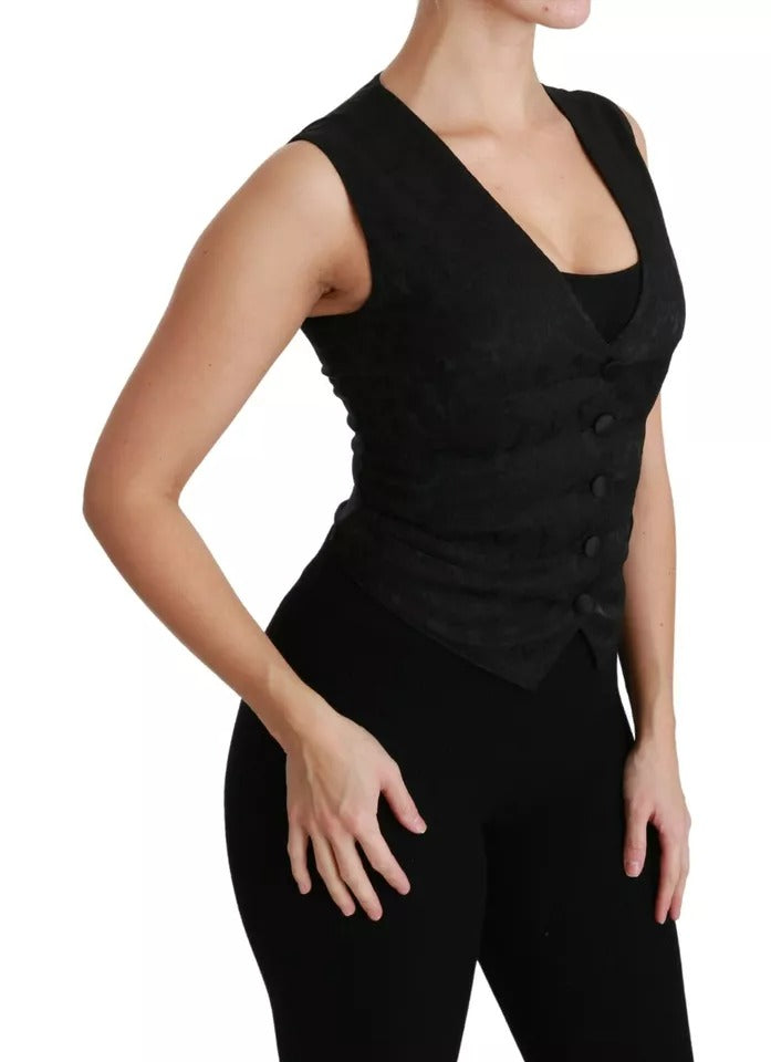 Gilet in pizzo nero, gilet sottile, top in seta