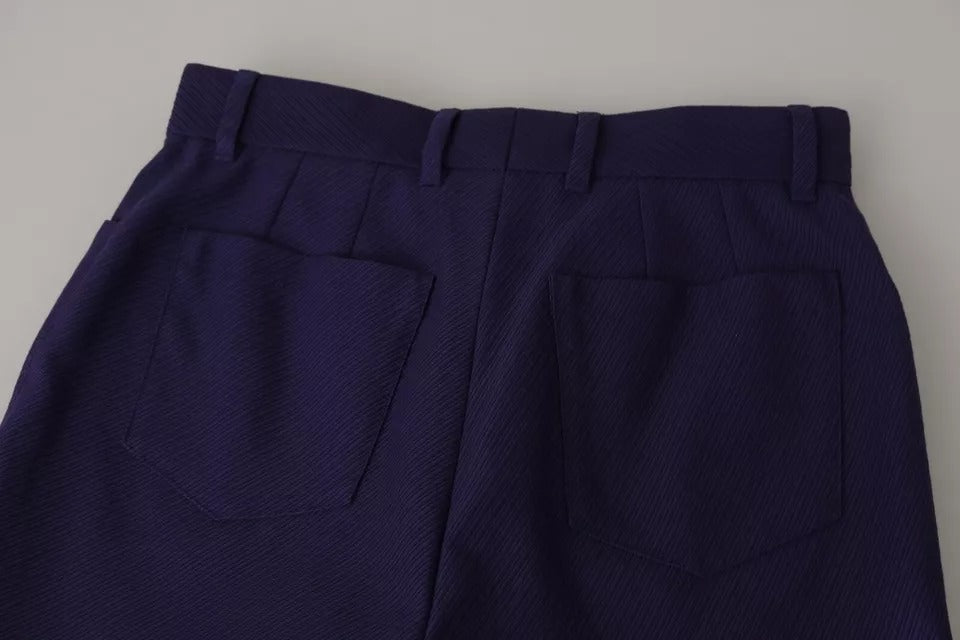 Mini pantaloncini corti in cotone con vita alta blu