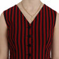 Dolce & Gabbana Red Black Stripe Vest Waistcoat Blouse Top