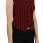 Dolce & Gabbana Red Black Stripe Vest Waistcoat Blouse Top