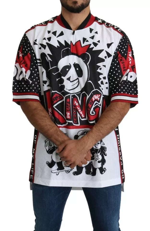 Weißes King Panda Polyester T-Shirt Top