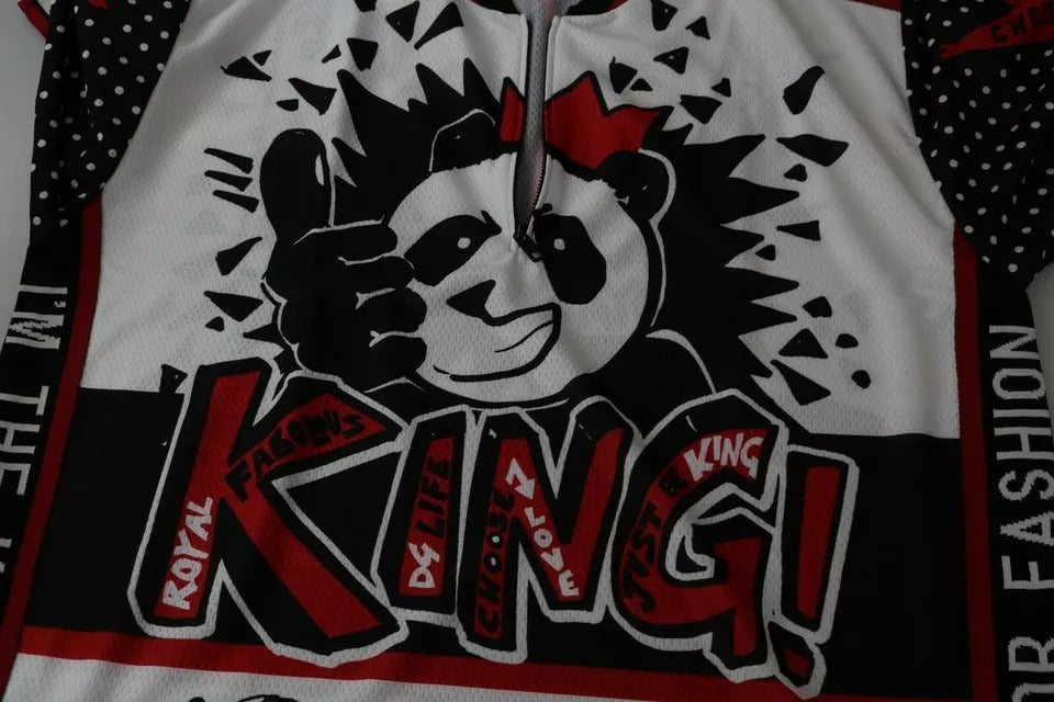 Weißes King Panda Polyester T-Shirt Top