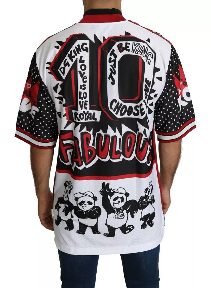 Weißes King Panda Polyester T-Shirt Top