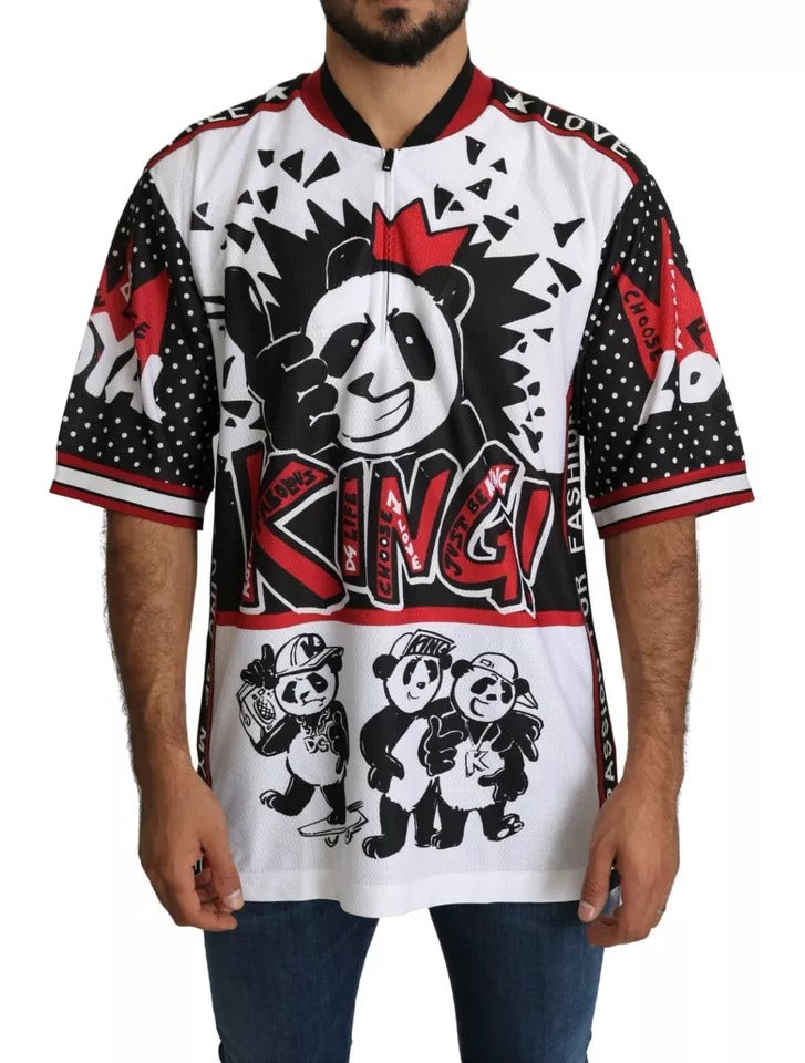 Weißes King Panda Polyester T-Shirt Top